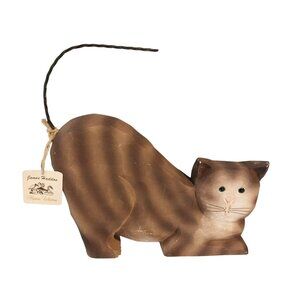 James Haddon 10” Hand Carved Wood Cat Hand Painted